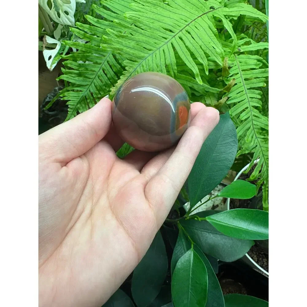 Polychrome Jasper Sphere – Earthy Red & Grey Orb - Picture 8 of 10